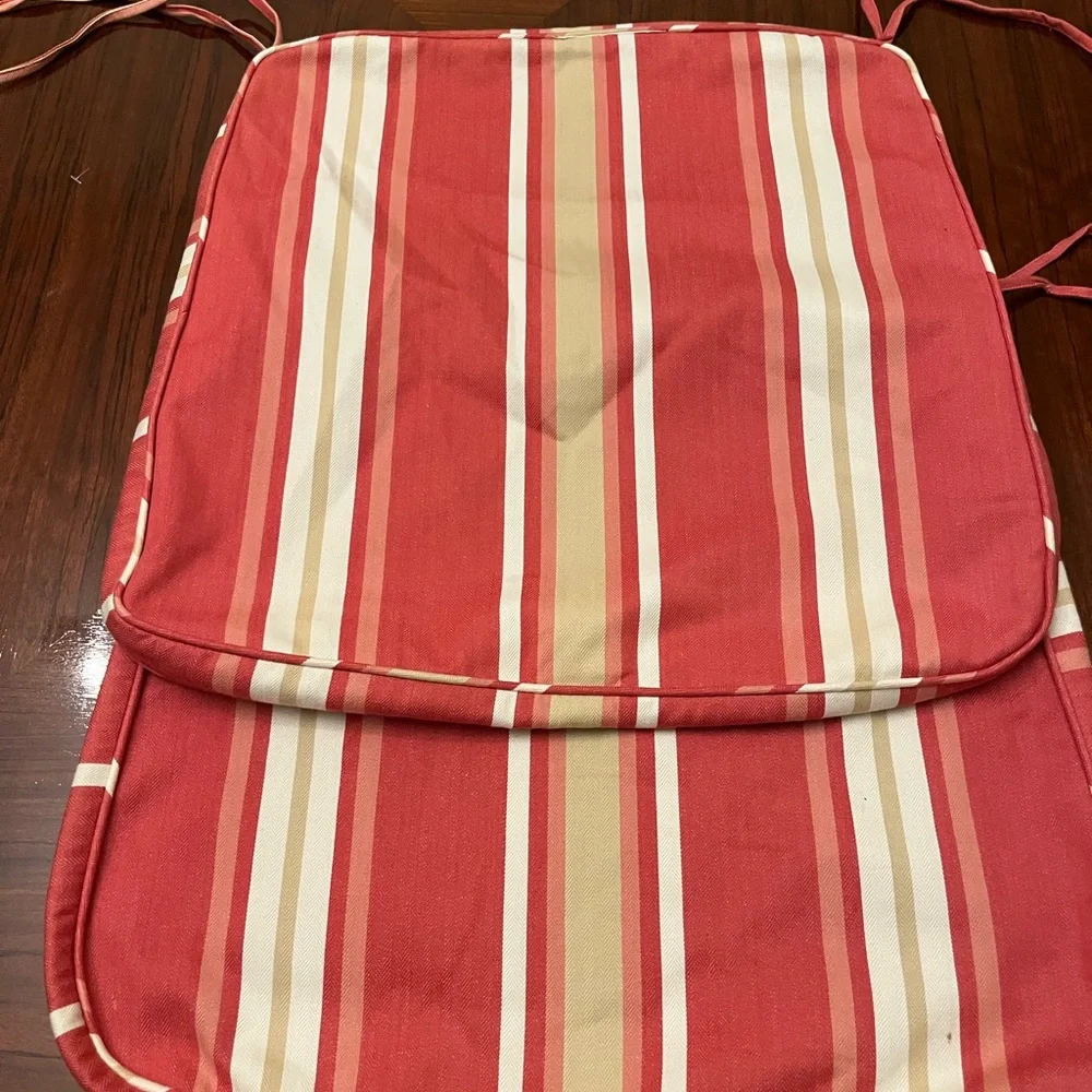 Pottery Barn Pink and Cream Striped chairs / cover (2)